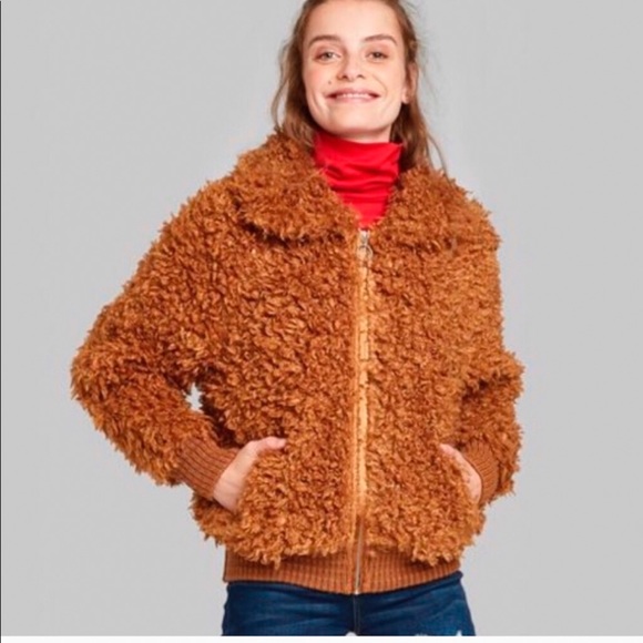 New Brown Faux Fur Sherpa Teddy Jacket XS - Picture 1 of 11